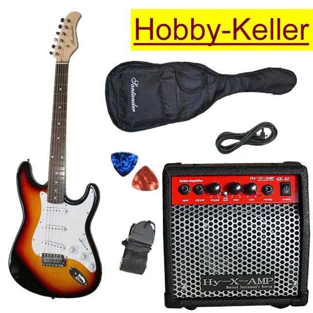 Massiv Holz E-Gitarre, Set+ Verstärker+ Verzerrer, NEU