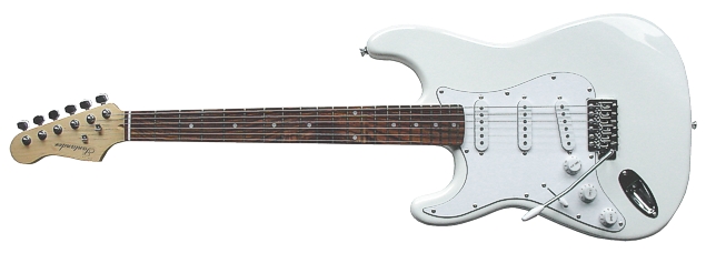 Linksh&auml;nder, Lefthand E-Gitarre im St-rat Stil, wei&szlig;