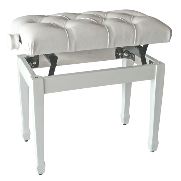 Neu! Gepolsterte Klavierbank, weiss, höhenverstellbar, für Piano Flügel